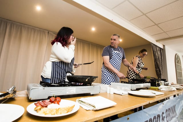 Contrstants Julie Cox, Gary Cox and Helen Doodson cooking up a storm
