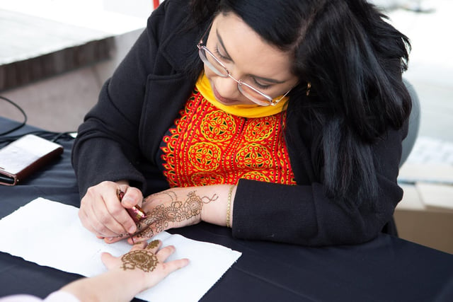 Visitors could get their hands tattooed with henna