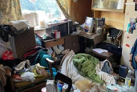 The woman is living in appalling conditions