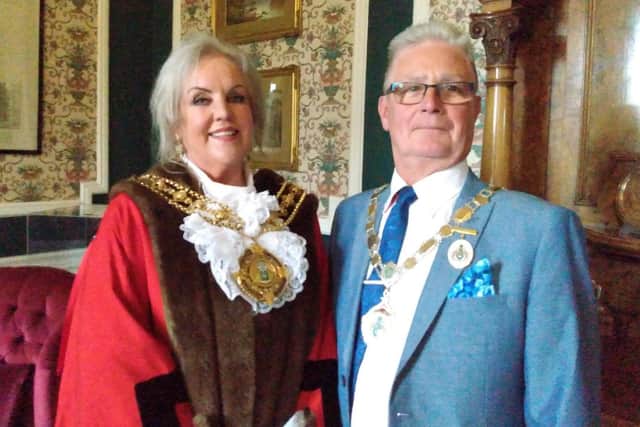 The new Mayor of Calderdale, Coun Angie Gallagher, and her consort, Jim Gallagher