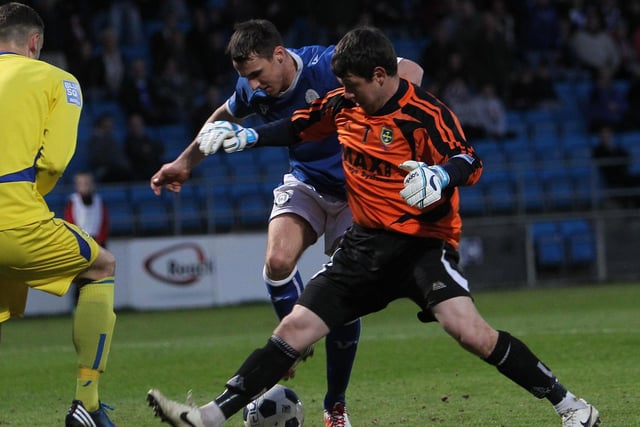 The first-leg of Halifax's 2013 semi-final against Guiseley at The Shay