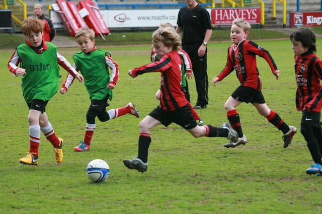 Action from the Junior World Cup football event at the Shay in May 2013. Picture Gordon Wilkinson