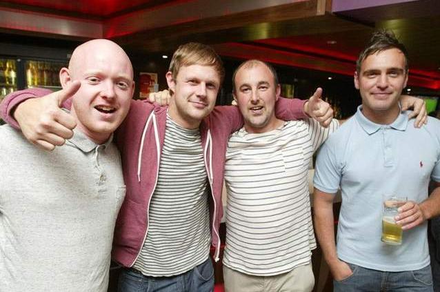 Chris, Daniel, Adam and Ste watch England's first game in Euro 2012 v France at Maggie's.