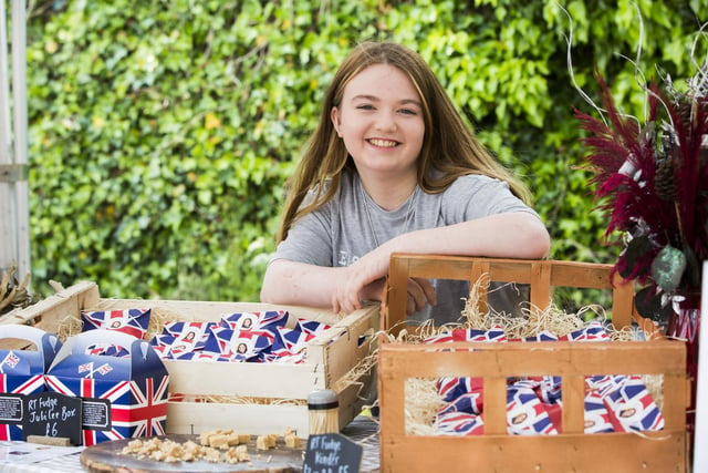 Ripponden Jubilee Food and Drink Market. Rubie Thurlow, 12, on her fudge stall.