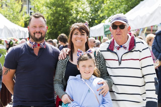 Ripponden Jubilee Food and Drink Market. From the left, Rob Hand, Keri Lindsay, Edie Lindsay-Boulton, eight, and Ian Lindsay.