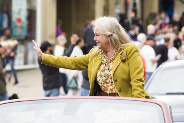 Mayor of Calderdale Angie Gallagher taking part in the Halifax Gala procession