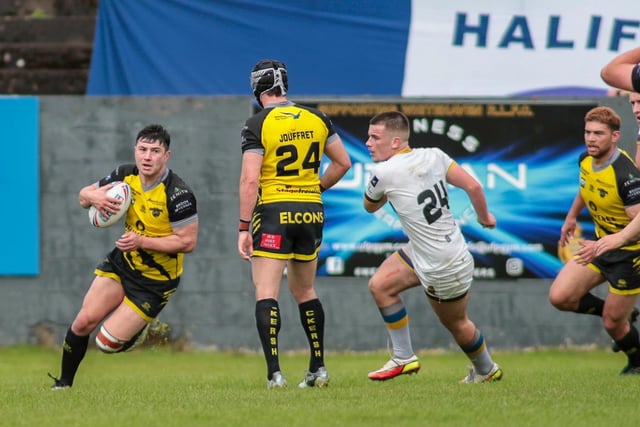 Action from Halifax Panthers' 24-12 win at Whitehaven. Picture: Simon Hall