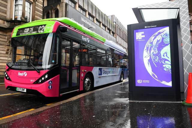 An electric bus in Glasgow last year