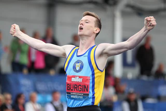Max Burgin celebrates his superb win in Manchester. Pic: Alex Livesey/Getty Images