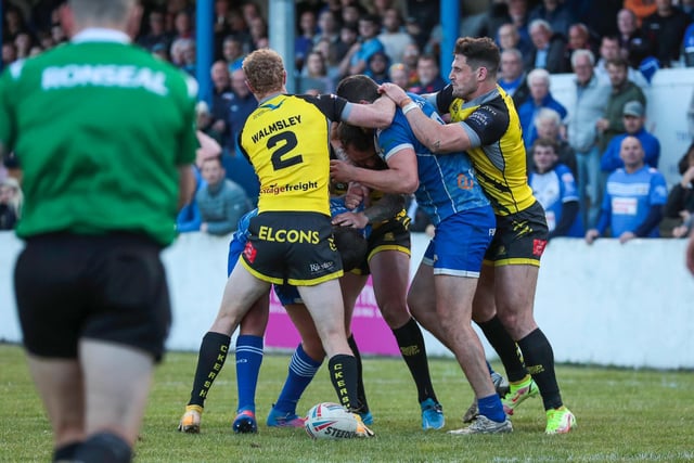 Action from Halifax Panthers' win at Barrow Raiders. Picture: Simon Hall