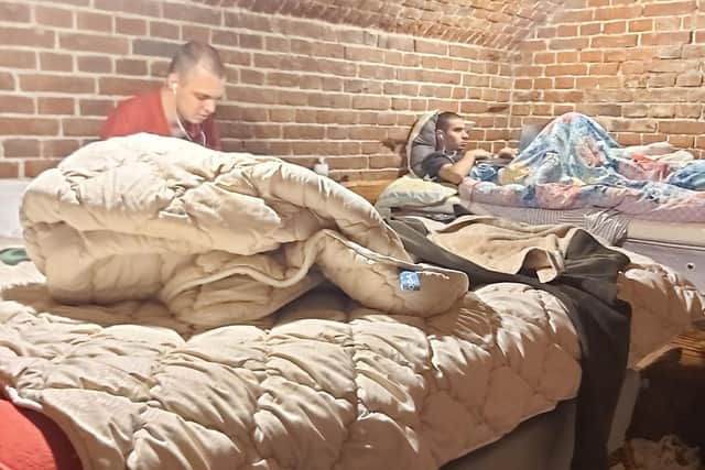 Students are hiding in a bunker trying to continue their studies
