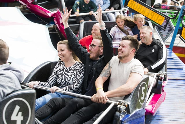 Steph Revill, Joe Revill and Jake Ramsden on one of the rides