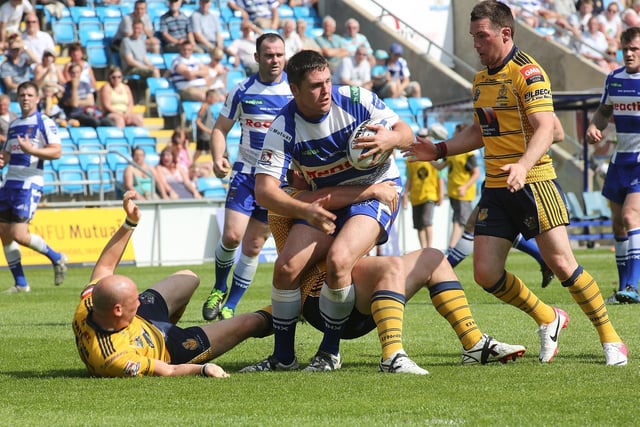Action from Halifax RLFC's 50-18 win over Whitehaven at the Shay. Picture: Jim Fitton