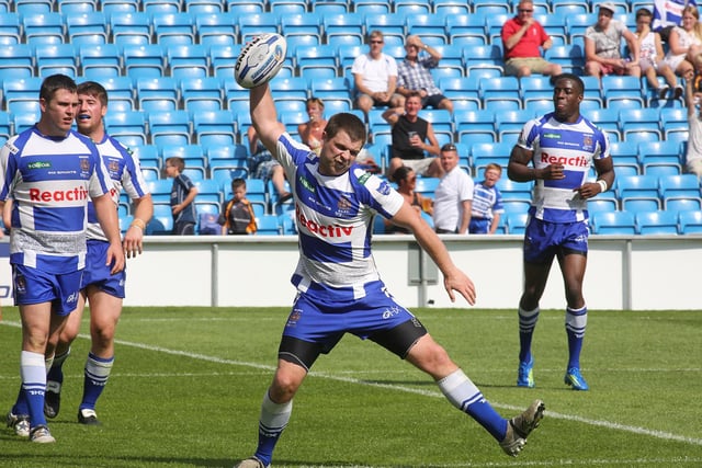 Action from Halifax RLFC's 50-18 win over Whitehaven at the Shay. Picture: Jim Fitton