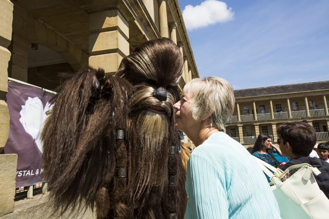 Carolyn Woodcock chats with a wookiee.