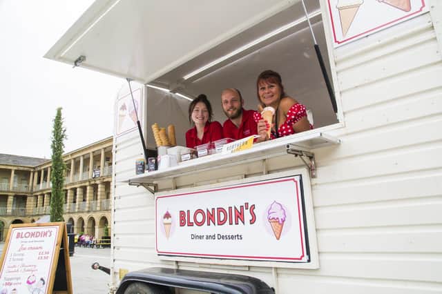 Selling ice-creams at Blondin's Diner and Desserts, from the left, Jade Ince, Lee Butterworth and Lisa Cox.