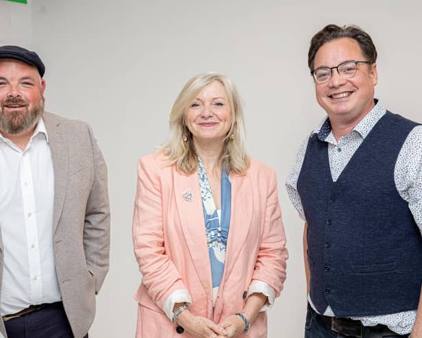 Mayor of West Yorkshire Tracy Brabin with Danny Thompson (left) and James Mellor