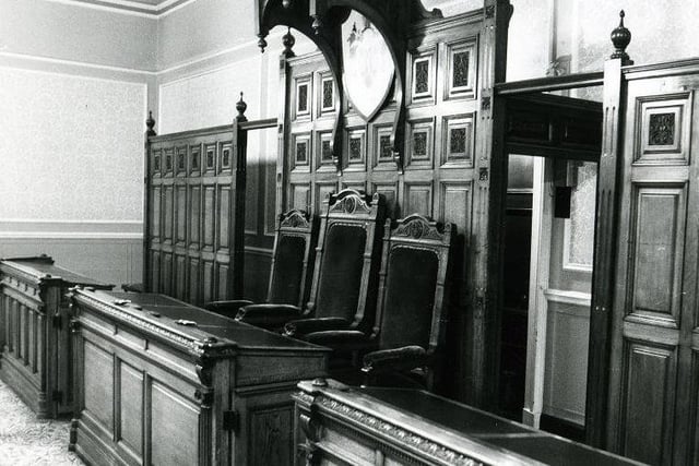 The Mayor's Chair for the Old Brighouse Town Council at Brighouse Town Hall, taken in 1982.