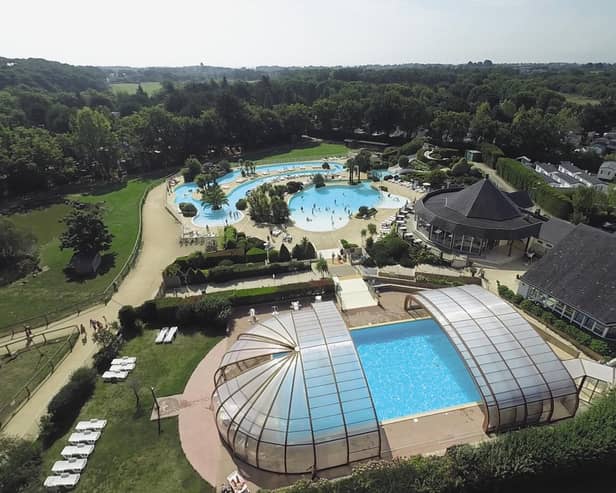 A bird's eye view of La Grande Metairie holiday parc in the heart of the forest near Carnac, Brittany.