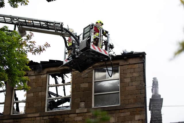 Firefighters still damping down in Hebden Bridge after the fire