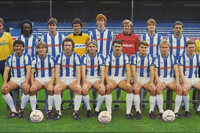 Halifax Town 1985-86, featuring players such as Phil Brown, Billy Kellock, Alan Knill, Paddy Roche and the late Dave Longhurst. Photo: Johnny Meynell