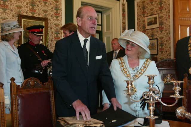 Prince Philip and Geraldine Carter when she was Mayor of Calderdale