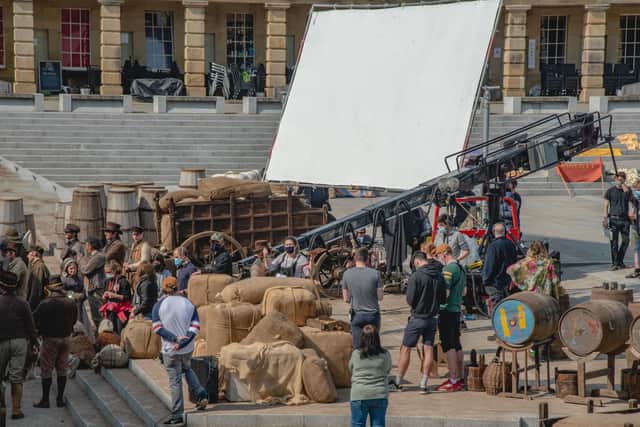 Filming at The Piece Hall. Picture: Ellis Robinson/The Piece Hall.