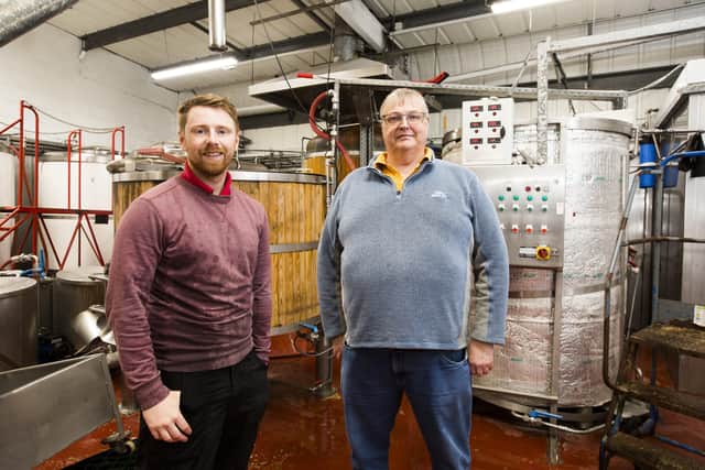 Brewery manager Ryan Truswell, left, and director Steve Francis at Elland Brewery.