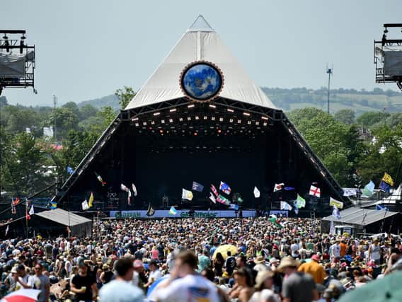 Crowds of festival-goers at the Pyramid Stage during day three of Glastonbury Festival at Worthy Farm in 2019. (Photo by Leon Neal/Getty Images)