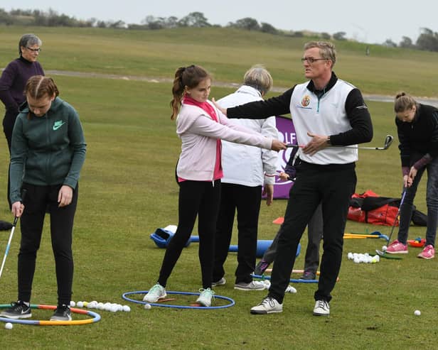 Coaching takes place a Girls Golf Rocks event at Seaton Carew Golf Club in 2017.