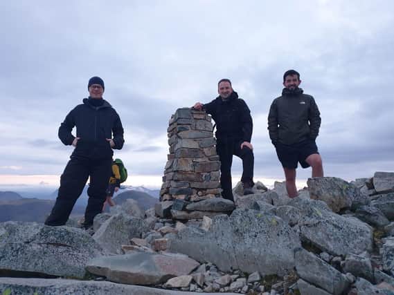 Scafell Pike: (left to right) – Magnus Meese, Dan Bell and Sam Brammar