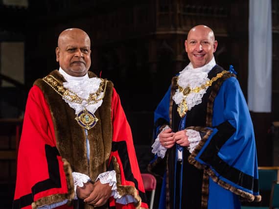 The New Mayor of Calderdale Councillor Chris Pillai and the new Deputy Mayor Howard Blagbrough