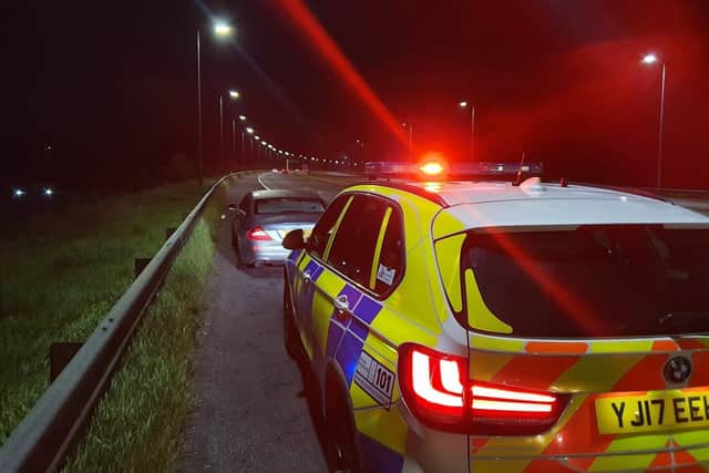 Police officers stopped the car on the M62