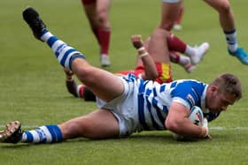 TRY TIME: Halifax Panthers scored nine tries in their 46-12 win over Sheffield Eagles. Picture: simonomhrugbypics.
