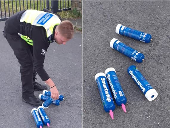 The discarded Nitrous Oxide cans (picture Calderdale Council's Community Protection Team)