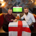 Ben Watson and Joe Wood celebrate the opening of their new sports bar, Bourbon St Social, and the start of the Euros, Broad Street Plaza, Halifax