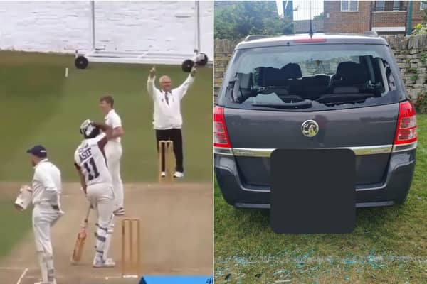 Asif Ali hit the ball into the car park and through his rear windscreen (photos: Illingworth St Mary's Cricket Club)