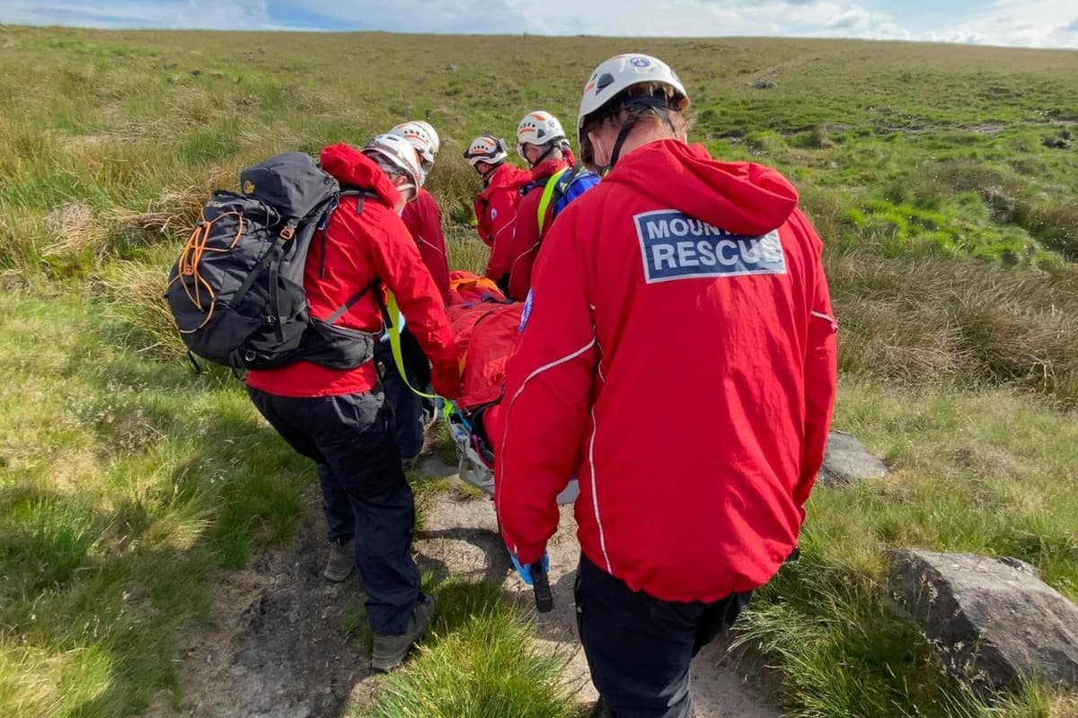 Walking Rescuers Calderdale rescuers help injured walker