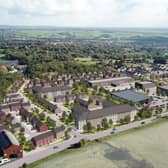 Artist impression of how the Crosslee development could look. Aerial view from Brighouse Road (picture Whittam Cox Architects)