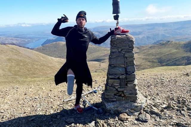 Ben Lovell who can only walk for 20 minutes at a time has climbed England's three highest peaks