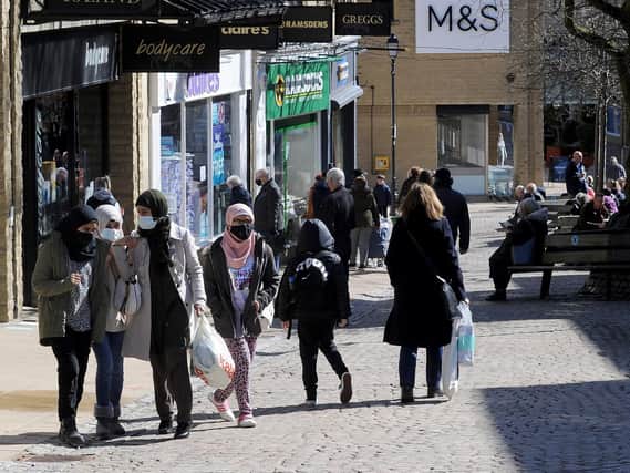 Shoppers in Halifax town centre