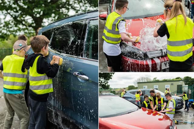 Pupils at Copley Primary School have been raising funds for a new mini bus after one was stolen from Highbury School in Rastrick (pictures John Nelson Photography)