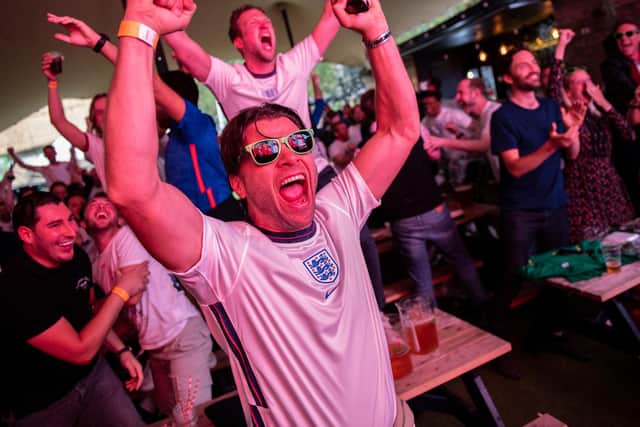 Fans celebrate England's victory against the Ukraine (Getty Images)