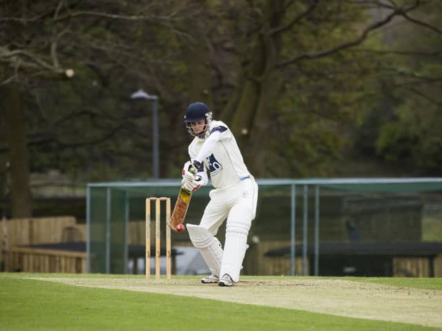 Cricket - Warley v Booth. Warly batsman Ben Atkinson.