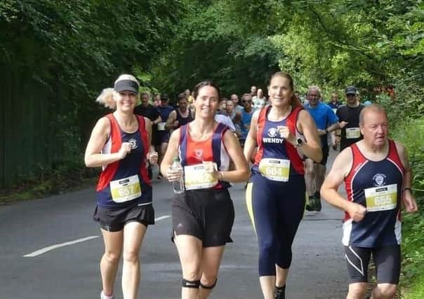 Stainland Lions at the Harrogate 10k - Diane Thornley, Helen Shenton, Wendy Paulson and Graham Robertshaw