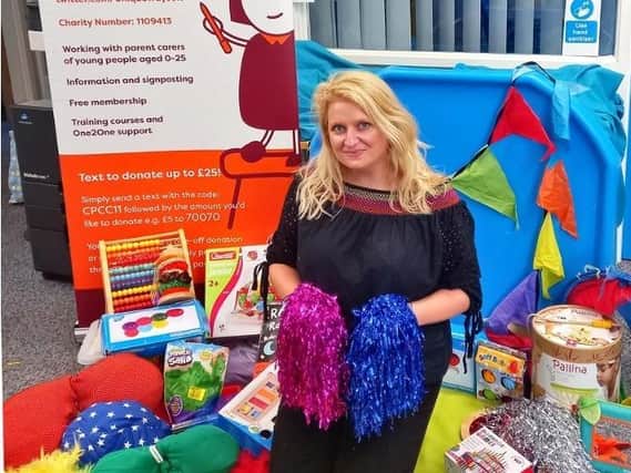 Nicola Hanson, Membership Co-Ordinator with Unique Ways with the Sensory ‘Colour Carnival’ themed kit.