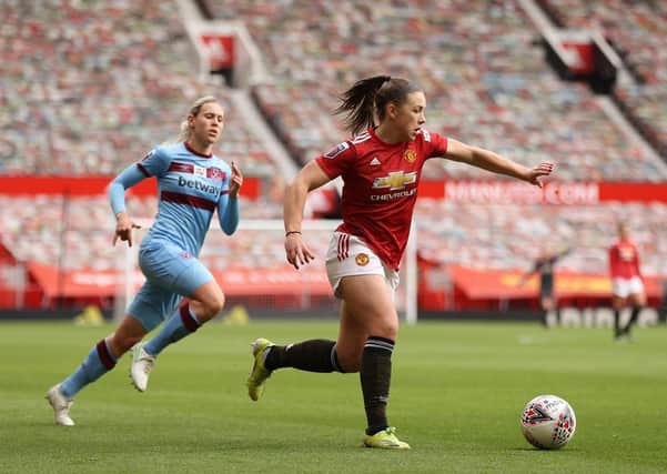 Kirsty Hanson in action for Manchester United. Photo: Manchester United FC