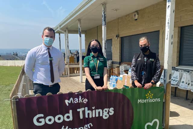 Pictured, From left to right: Matthew Caunt, Zara Saunders and Helen Perkin, who are some of the Morrisons community champions helping roll out the Crick-Eat  partnership scheme this week in West Yorkshire. Photo credit: Submitted picture.