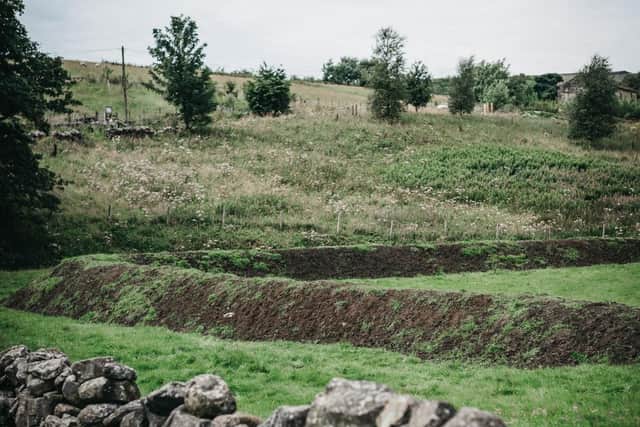 Attenuation basin in Calderdale created using funding from a previous round of landowner grants.