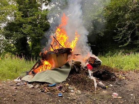 The rubbish found on fire in Mixenden.